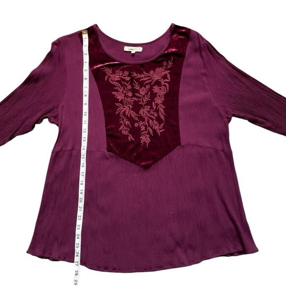 Indigo Soul Purple Bell Sleeve Top Boho Velvet Detail Size 2XL Whimsigoth - Picture 8 of 10